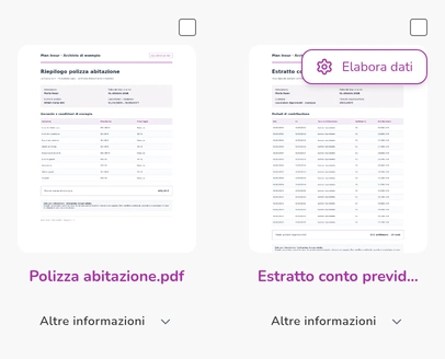 Sezione documenti: Riconosci i documenti. Schermata con dati dimostrativi.